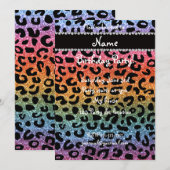 Aangepaste naam regenbooglitter cheetah afdruk kaart (Voorkant / Achterkant)