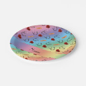 Aangepaste naam regenboogstethoscoopverband papieren bordje (Gekanteld)