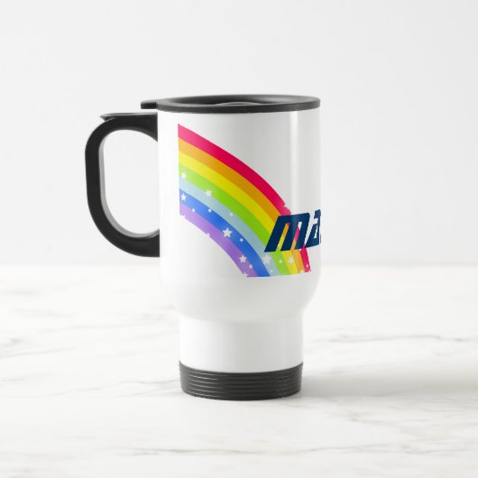 Aangepaste naam regenboogvaart blauwe mok jongens (Links)