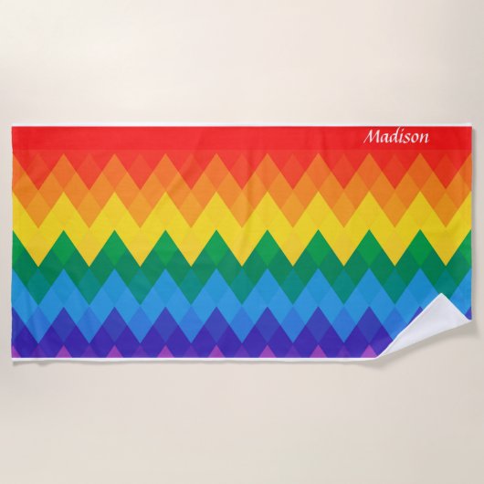 Aangepaste naam regenboogverloop | Moderne stijl Strandlaken (Voorkant)