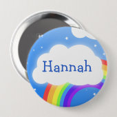Aangepaste naam regenboogwolk - knoopbadge ronde button 4,0 cm (Voorkant /achterkant)