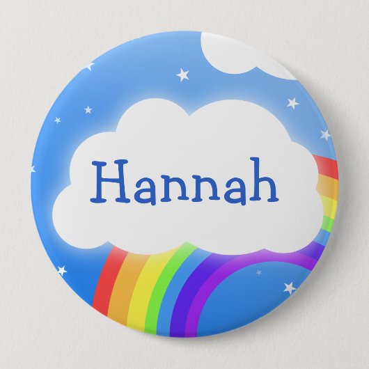 Aangepaste naam regenboogwolk - knoopbadge ronde button 4,0 cm (Voorkant)