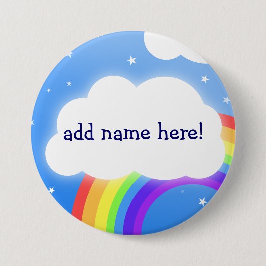 Aangepaste naam regenboogwolk - knoopbadge ronde button 7,6 cm (Voorkant)