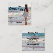 Aangepaste naam reisagent vierkante visitekaartje (Voorkant / Achterkant)