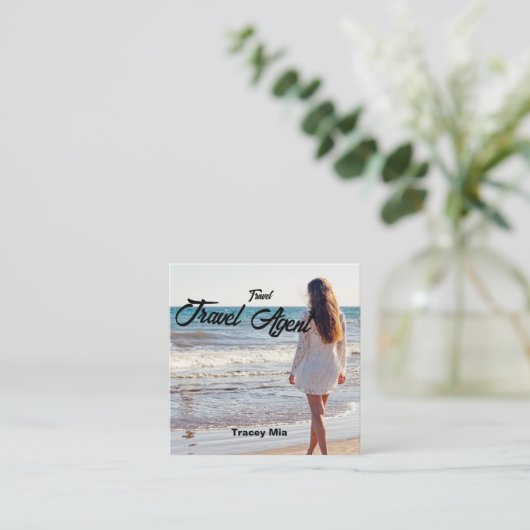 Aangepaste naam reisagent vierkante visitekaartje (Staand voorkant)