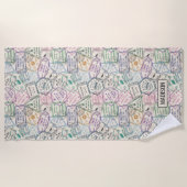 Aangepaste naam Reiszegels Patroon strandlaken (Voorkant)