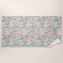 Aangepaste naam Reiszegels Patroon strandlaken