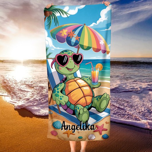 Aangepaste naam Relaxerende Schildpad & Tropisch S Strandlaken
