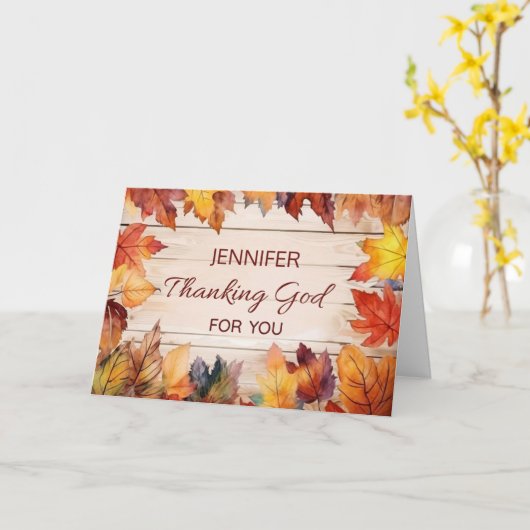 Aangepaste Naam Religieuze Thanksgiving God danken Kaart (Gele Bloem)