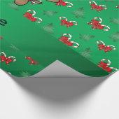 Aangepaste naam rendiergroene snoeprietkoeien cadeaupapier (Hoek)