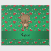 Aangepaste naam rendiergroene snoeprietkoeien cadeaupapier (Vlak)
