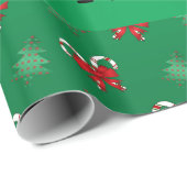 Aangepaste naam rendiergroene snoeprietkoeien cadeaupapier (Rol Hoek)
