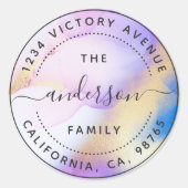 Aangepaste naam retouradres Lila Waterverf Ronde Sticker (Voorkant)