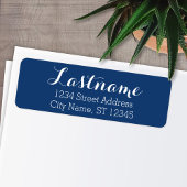 Aangepaste naam retouradres Whimsy Navy Blue Etiket
