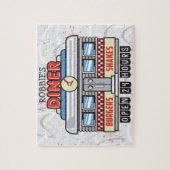 Aangepaste NAAM Retro 50s Diner Bord Vijftigerjare Legpuzzel (Verticaal)