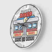Aangepaste naam Retro 50s Diner Sign Nostalgische Grote Klok (Hoek)