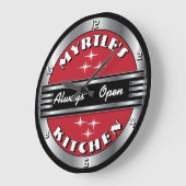 Aangepaste Naam Retro '50s Keuken Diner Klok - roo (Hoek)