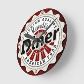Aangepaste NAAM Retro American Diner Cafe Ronde Klok (Hoek)