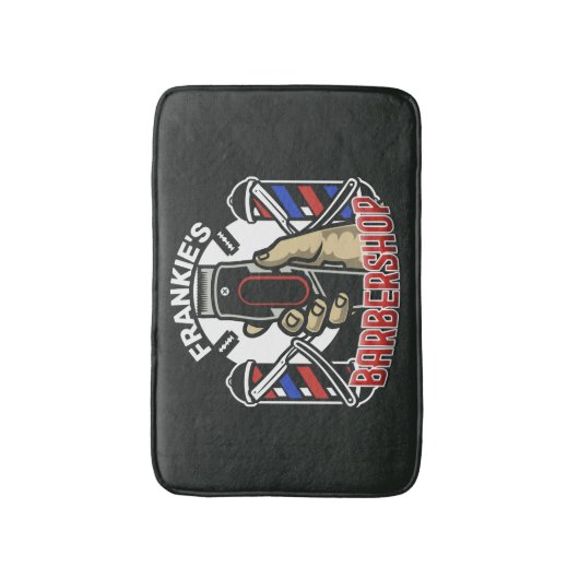 Aangepaste naam Retro Barber Winkel Pole Barbersho Badmat (Voorkant Verticaal)