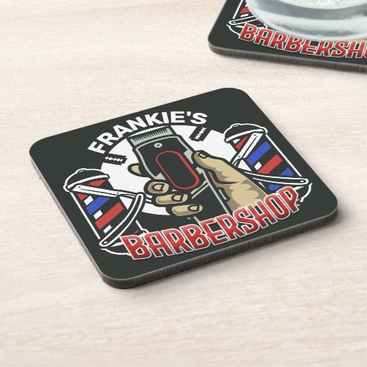 Aangepaste naam Retro Barber Winkel Pole Barbersho Bier Onderzetter (Linkerzijde)