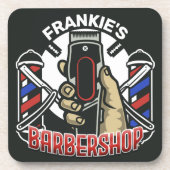 Aangepaste naam Retro Barber Winkel Pole Barbersho Bier Onderzetter (Voorkant)