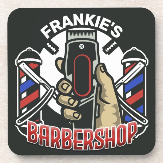 Aangepaste naam Retro Barber Winkel Pole Barbersho Bier Onderzetter (Voorkant)
