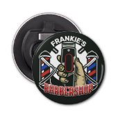 Aangepaste naam Retro Barber Winkel Pole Barbersho Button Flesopener (Voorkant)