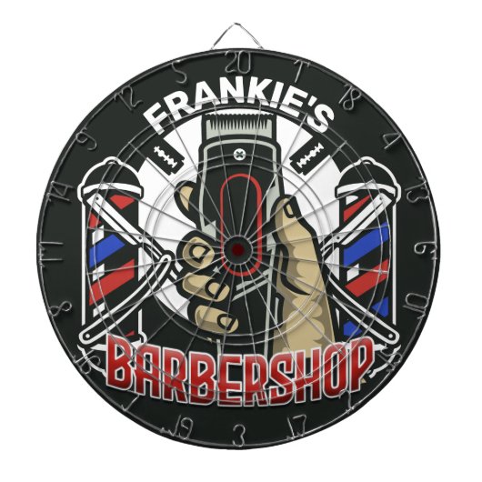 Aangepaste naam Retro Barber Winkel Pole Barbersho Dartbord (Voorkant)