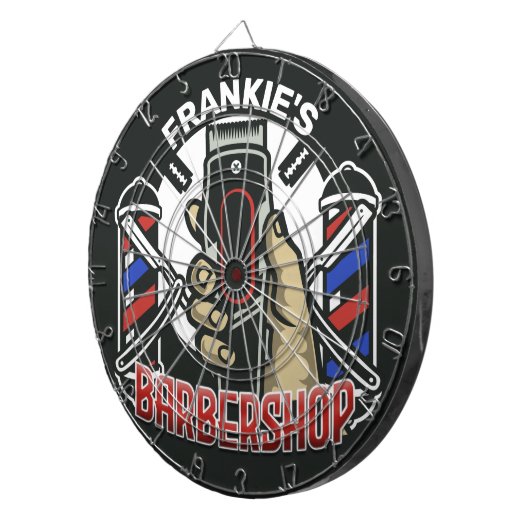 Aangepaste naam Retro Barber Winkel Pole Barbersho Dartbord (Voorkant Rechts)