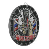 Aangepaste naam Retro Barber Winkel Pole Barbersho Dartbord (Voorkant Links)