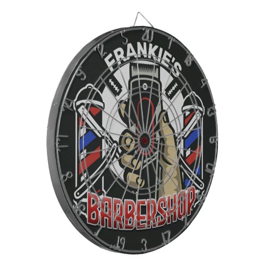 Aangepaste naam Retro Barber Winkel Pole Barbersho Dartbord (Voorkant Links)