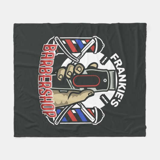 Aangepaste naam Retro Barber Winkel Pole Barbersho Fleece Deken (Voorkant (Horizontaal))