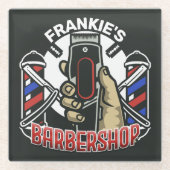 Aangepaste naam Retro Barber Winkel Pole Barbersho Glazen Onderzetter (Voorkant)