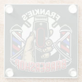 Aangepaste naam Retro Barber Winkel Pole Barbersho Glazen Onderzetter (Achterkant)