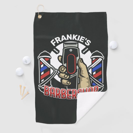 Aangepaste naam Retro Barber Winkel Pole Barbersho Golfhanddoek (Insitu)