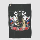 Aangepaste naam Retro Barber Winkel Pole Barbersho Golfhanddoek (Voorkant)
