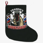 Aangepaste naam Retro Barber Winkel Pole Barbersho Grote Kerstsok (Voorkant)