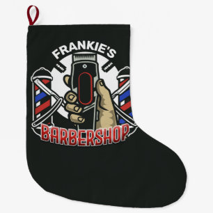 Aangepaste naam Retro Barber Winkel Pole Barbersho Grote Kerstsok