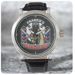 Aangepaste naam Retro Barber Winkel Pole Barbersho Horloge