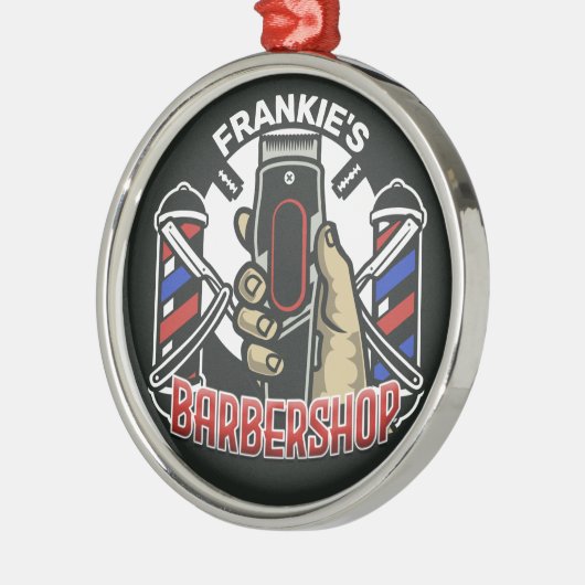 Aangepaste naam Retro Barber Winkel Pole Barbersho Metalen Ornament (Links)