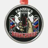 Aangepaste naam Retro Barber Winkel Pole Barbersho Metalen Ornament (Voorkant)