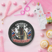 Aangepaste naam Retro Barber Winkel Pole Barbersho Papieren Bordje (Feest)