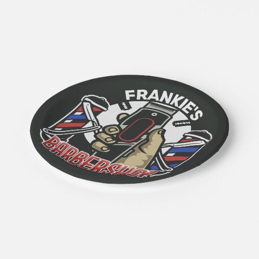 Aangepaste naam Retro Barber Winkel Pole Barbersho Papieren Bordje (Gekanteld)