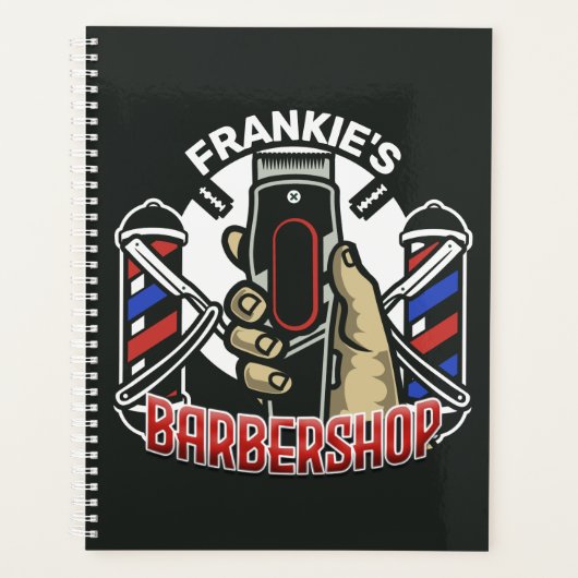 Aangepaste naam Retro Barber Winkel Pole Barbersho Planner (Voorkant)