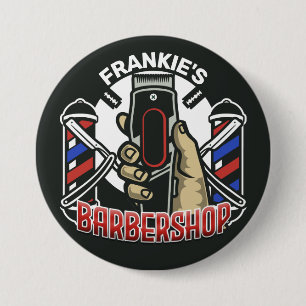 Aangepaste naam Retro Barber Winkel Pole Barbersho Ronde Button 7,6 Cm