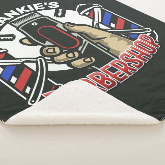 Aangepaste naam Retro Barber Winkel Pole Barbersho Sherpa Deken (3/4)