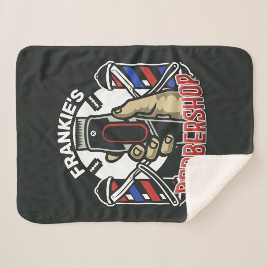 Aangepaste naam Retro Barber Winkel Pole Barbersho Sherpa Deken (Voorkant (horizontaal))