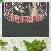 Aangepaste naam Retro Barber Winkel Pole Barbersho Theedoek (Gevouwen)
