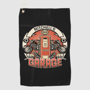 Aangepaste NAAM Retro Benzinepomp Motorfiets Biker Golfhanddoek
