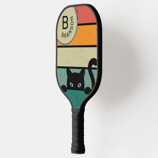 Aangepaste naam, Retro Black Cat Pickleball Paddle (Links)